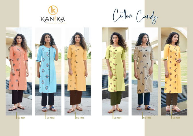 Kanika Cotton Candy Latest Designer Formal Wear Rubby Silk With Embroidery Work Kurtis With Bottom Collection
